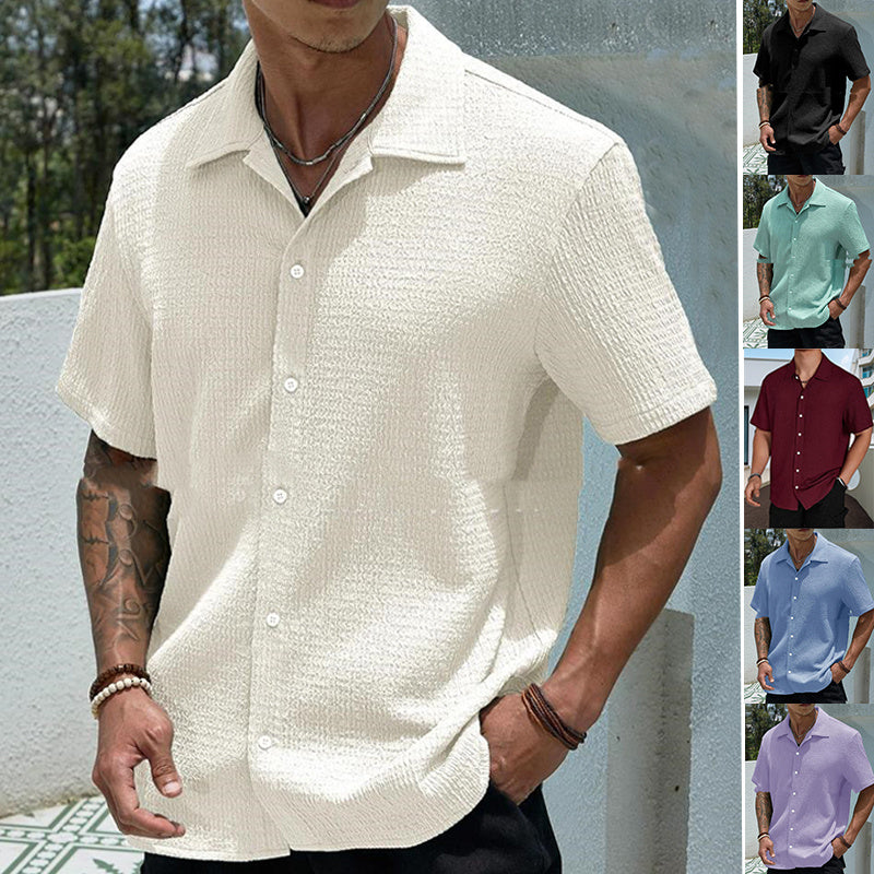 Aurelian & Co. Men’s Casual Short Sleeve Shirt – Classic Fit, Button Lapel, Solid Color