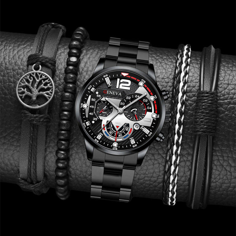 Aurelian & Co. 2-Piece Men's Quartz Watch & Bracelet Set – Business Style, Steel Band
