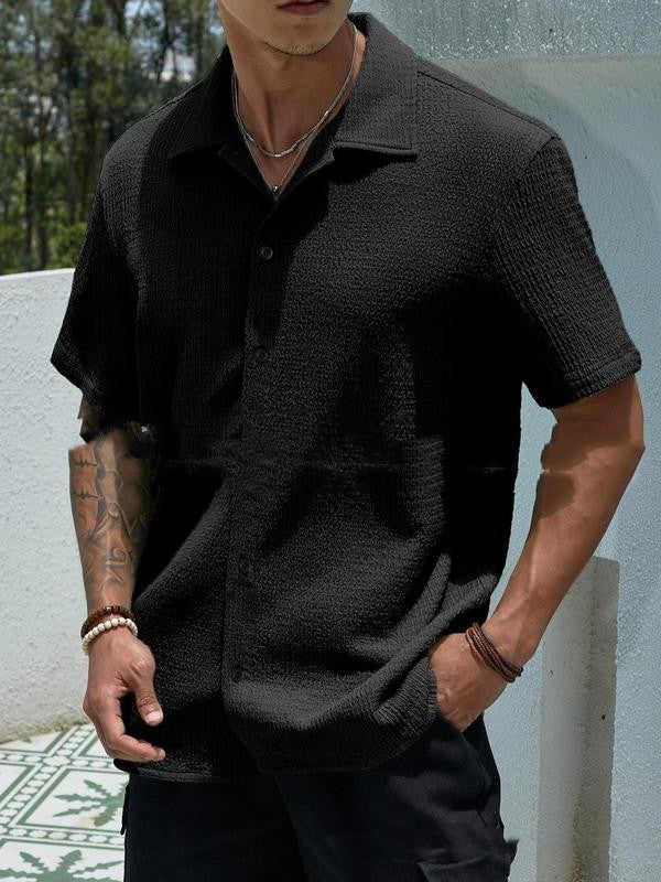 Aurelian & Co. Men’s Casual Short Sleeve Shirt – Classic Fit, Button Lapel, Solid Color