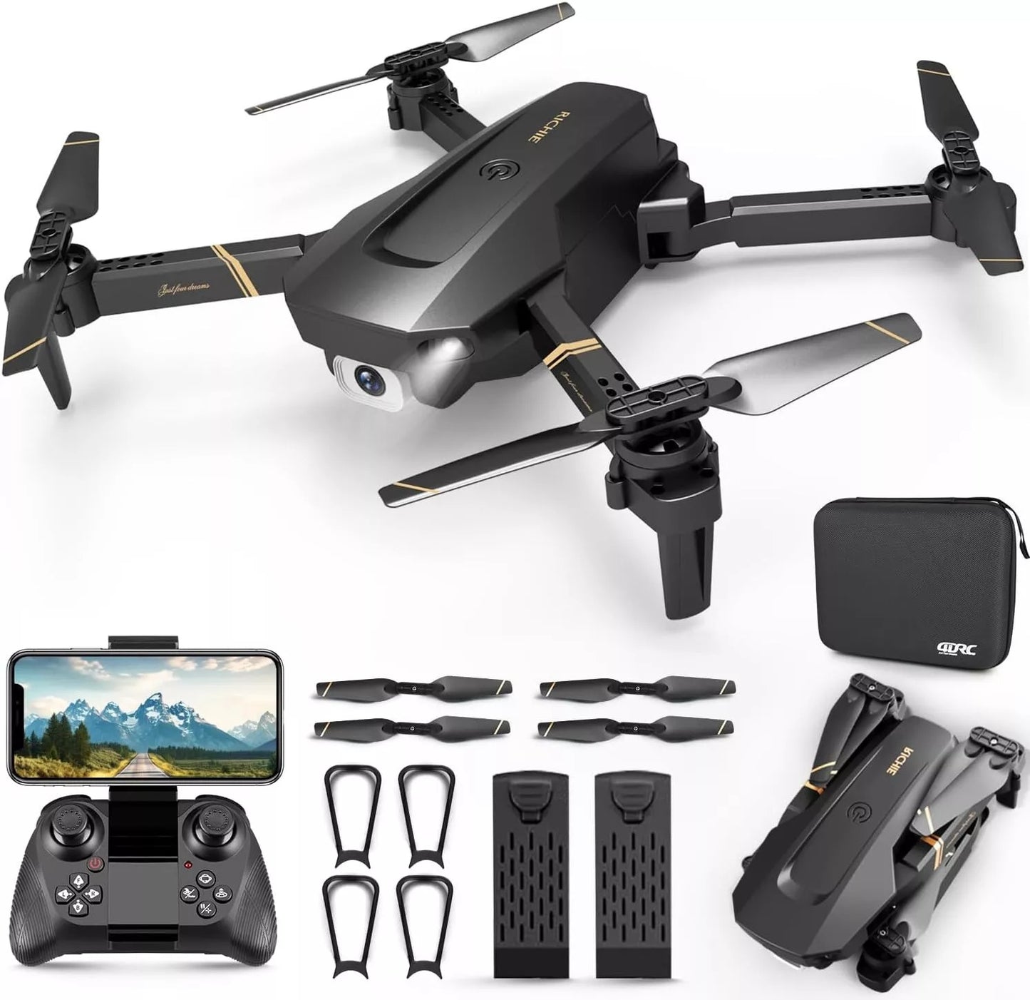 Aurelian & Co. 4DRC V4 Foldable Mini Drone – 1080P HD Camera, 26-Min Flight, 3 Batteries, Remote-Controlled Quadcopter