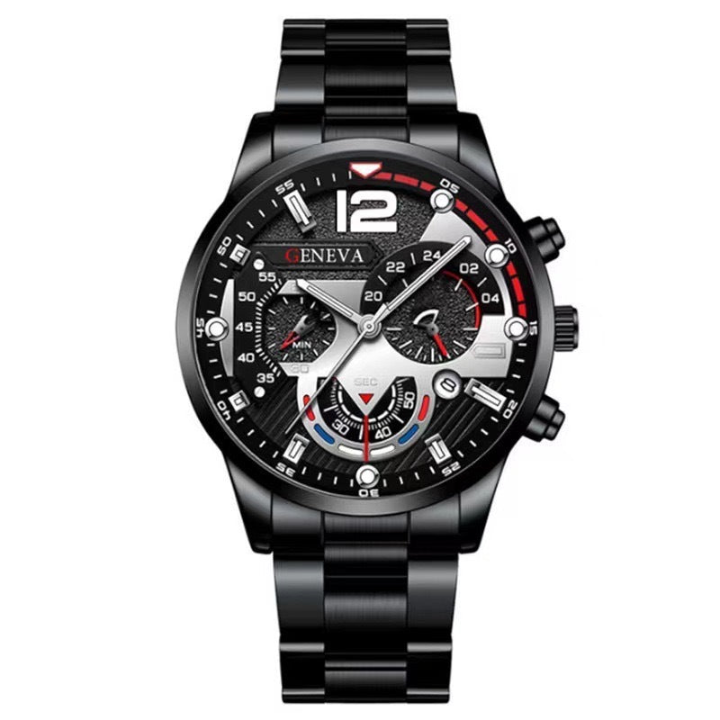 Aurelian & Co. 2-Piece Men's Quartz Watch & Bracelet Set – Business Style, Steel Band