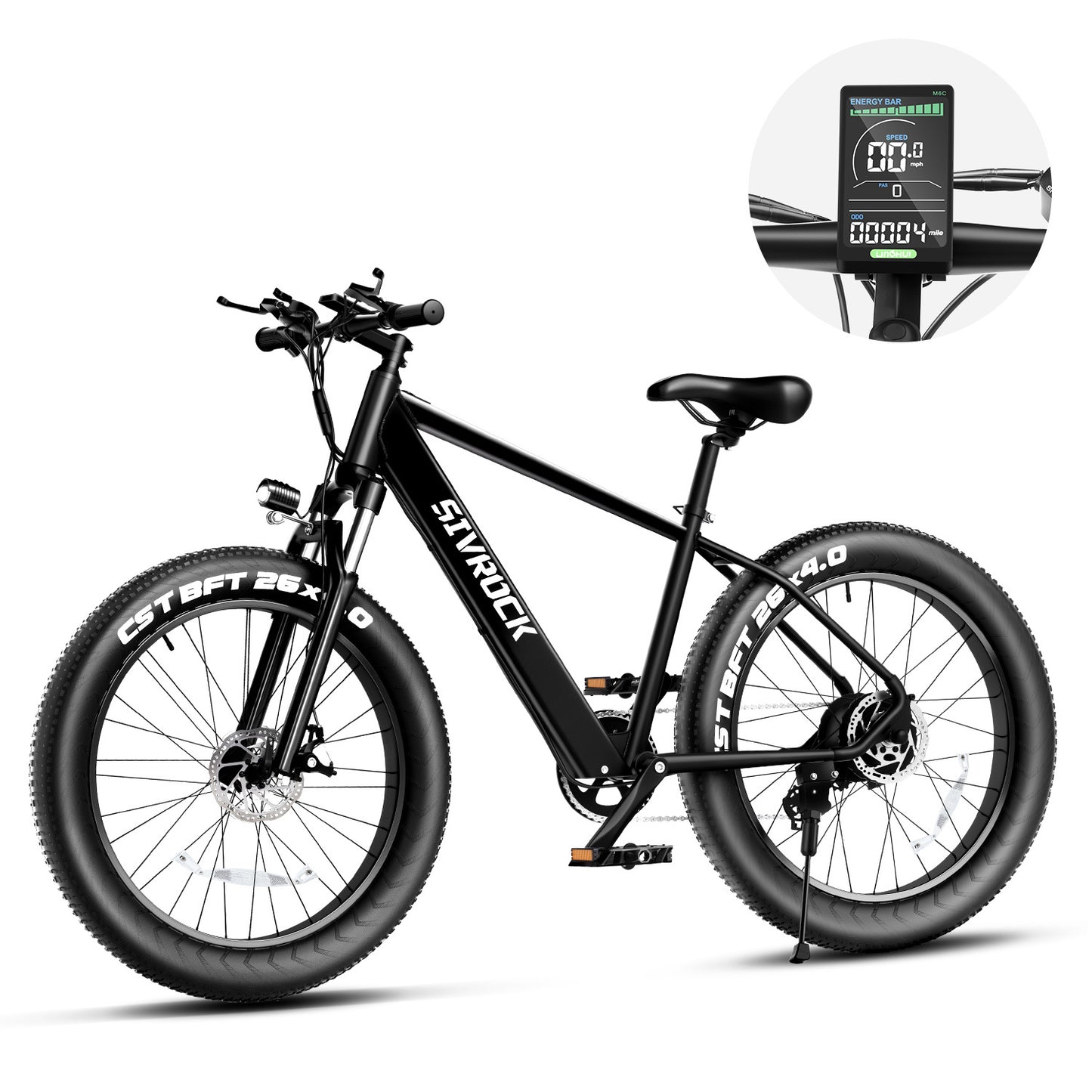 SIVROCK V1 1000W Electric Fat Tire Bike for Adults – 26"x4.0" All-Terrain eBike, 48V 15Ah Battery, 75 Mile Range, UL Certified, Shimano 7-Speed, LCD Display, Mechanical Disc Brakes