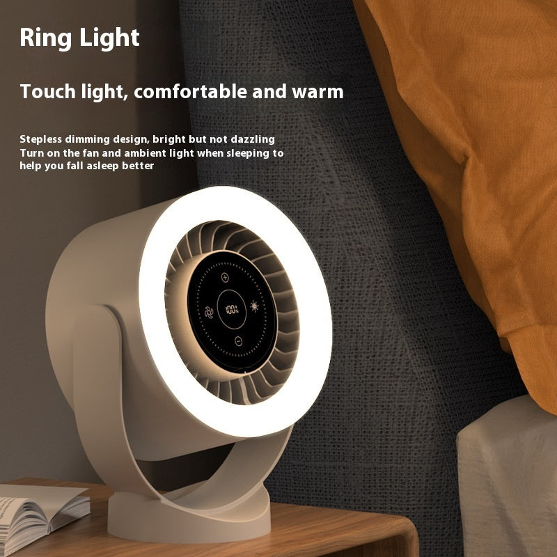 Aurelian & Co. Desktop Adjustable Fan with LED Light – Rechargeable USB Table & Wall Mount Fan, Quiet Brushless Motor, Touch Control
