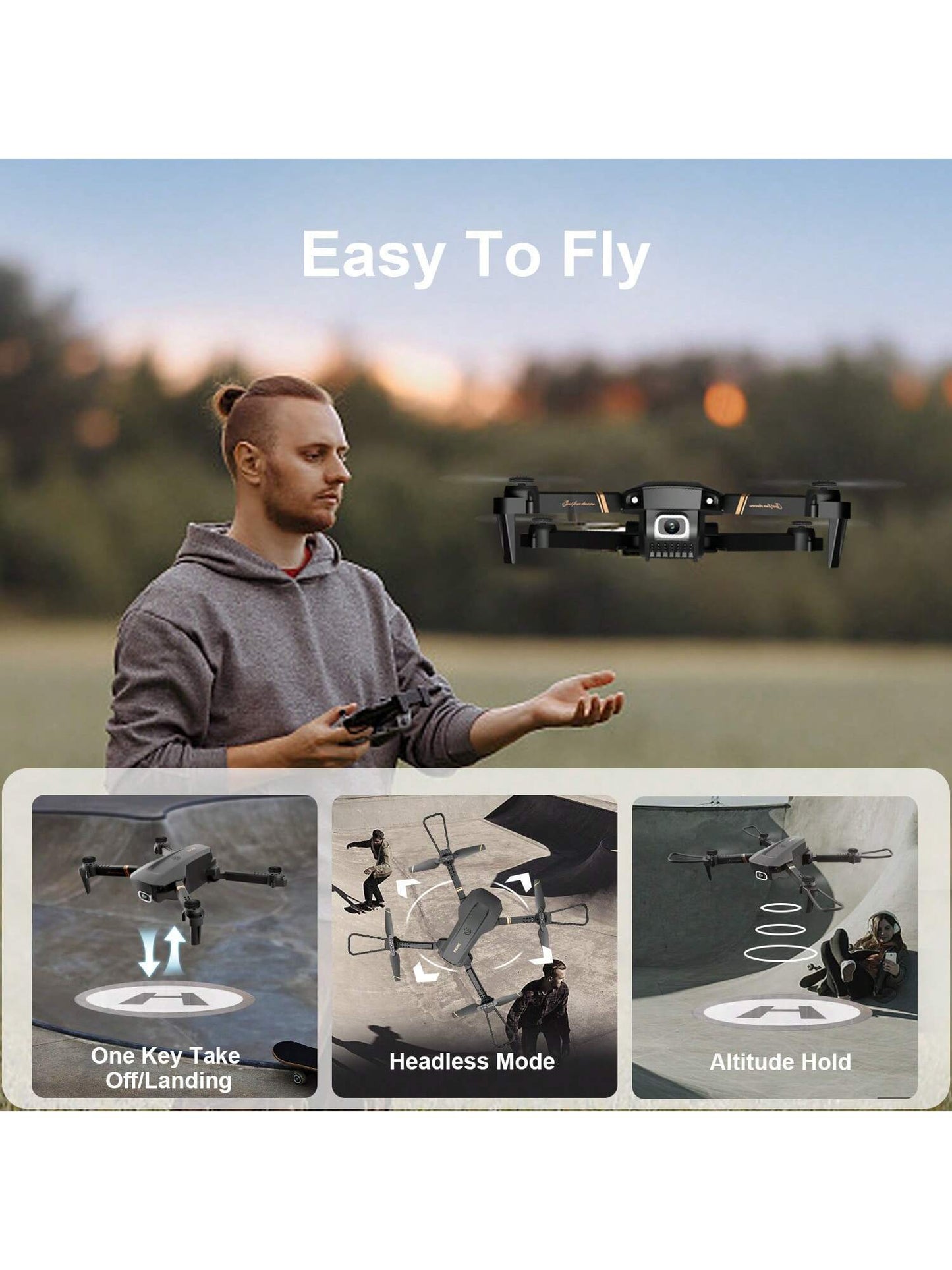 Aurelian & Co. 4DRC V4 Foldable Mini Drone – 1080P HD Camera, 26-Min Flight, 3 Batteries, Remote-Controlled Quadcopter