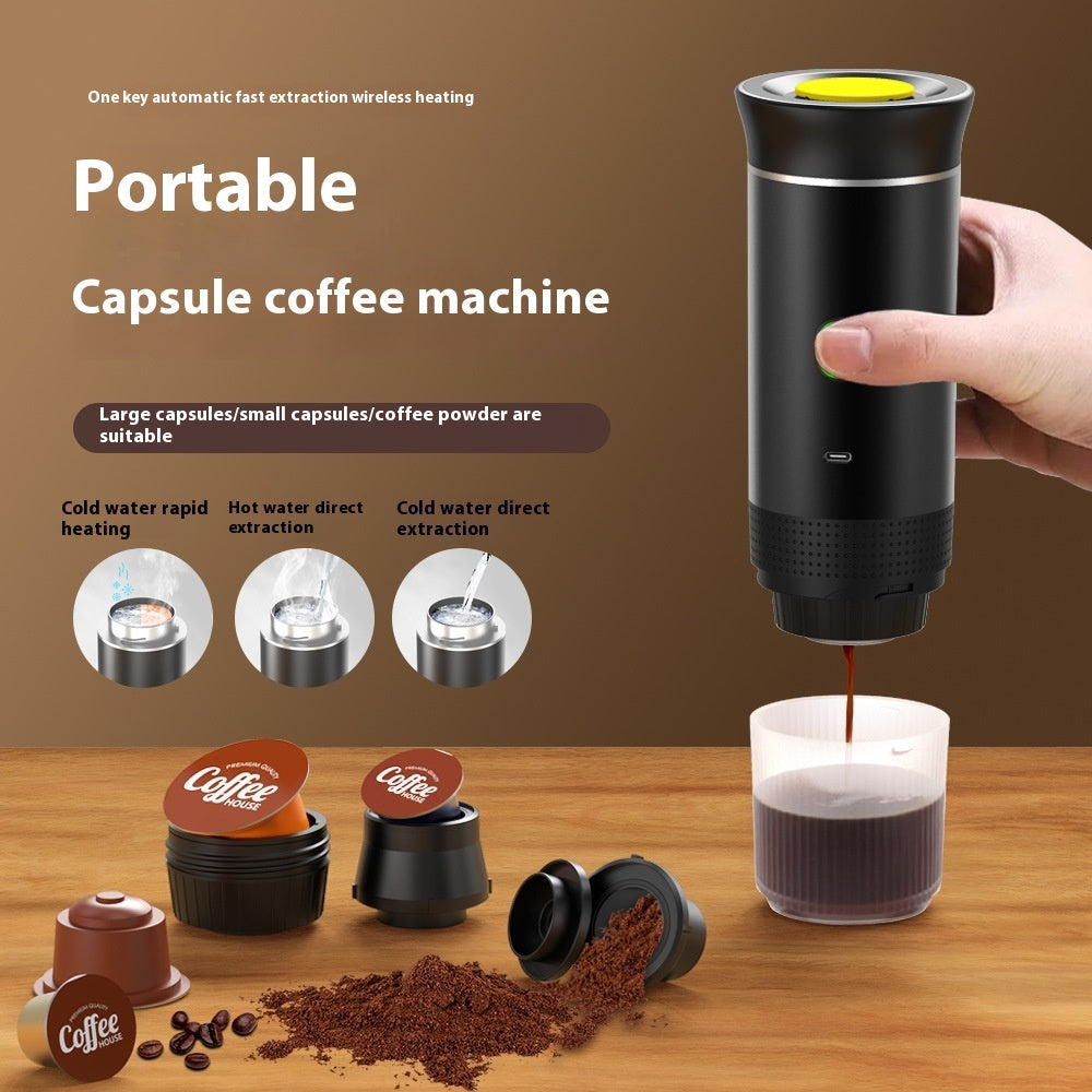 Aurelian & Co. 3-in-1 Portable Espresso Maker – Electric Coffee Grinder & Capsule Machine, USB Rechargeable, 60ml Travel Espresso Machine