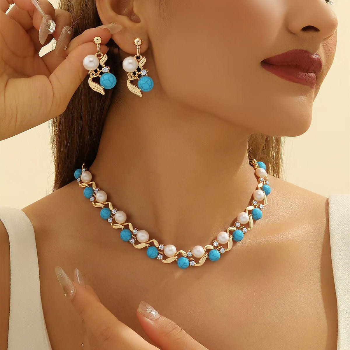 Aurelian™ Azure Pearl Necklace & Earrings