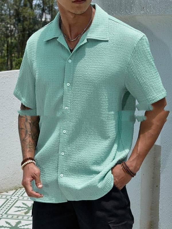 Aurelian & Co. Men’s Casual Short Sleeve Shirt – Classic Fit, Button Lapel, Solid Color