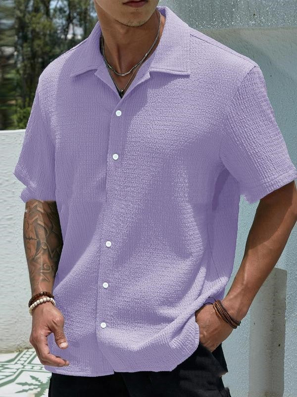 Aurelian & Co. Men’s Casual Short Sleeve Shirt – Classic Fit, Button Lapel, Solid Color