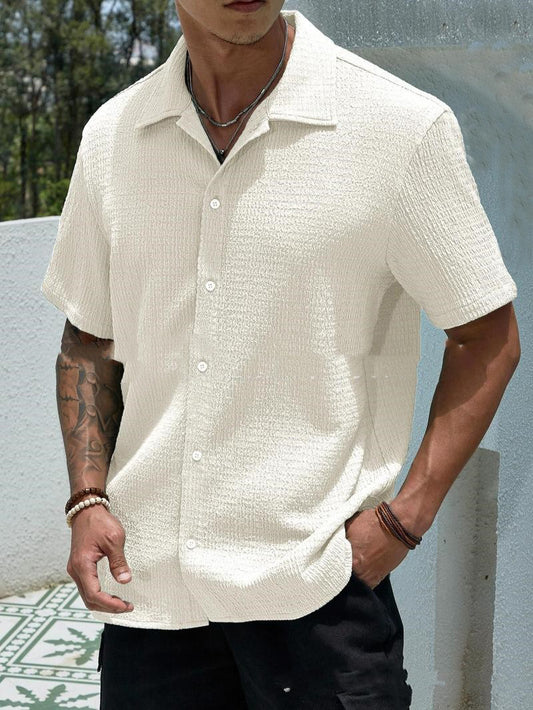 Aurelian & Co. Men’s Casual Short Sleeve Shirt – Classic Fit, Button Lapel, Solid Color