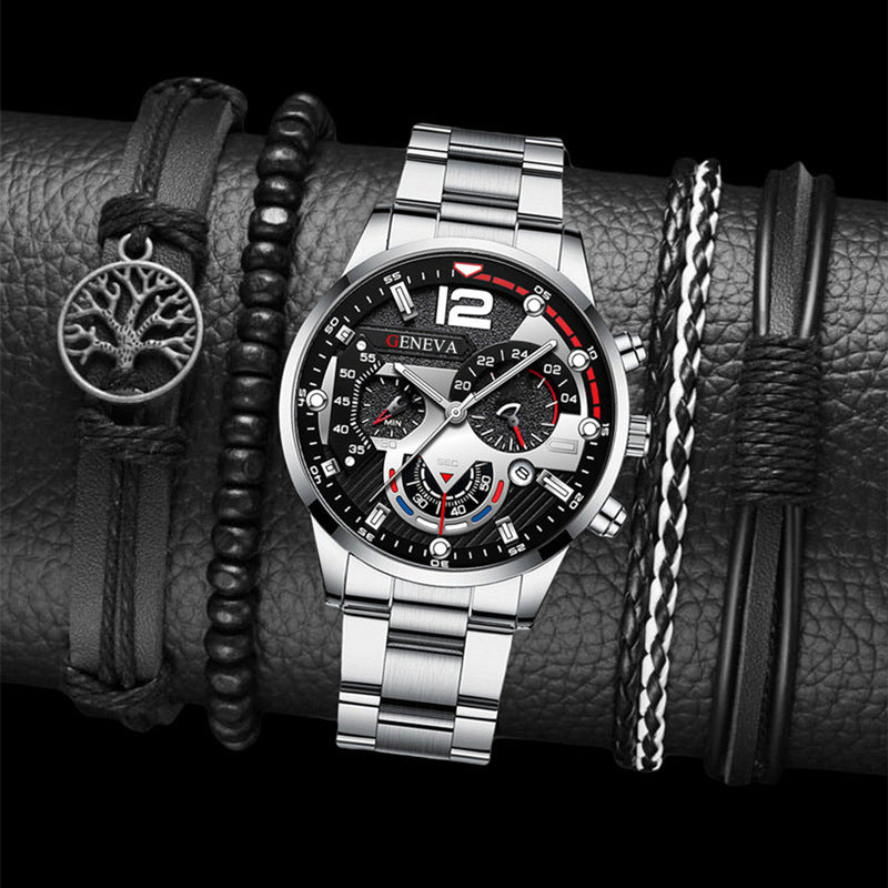 Aurelian & Co. 2-Piece Men's Quartz Watch & Bracelet Set – Business Style, Steel Band