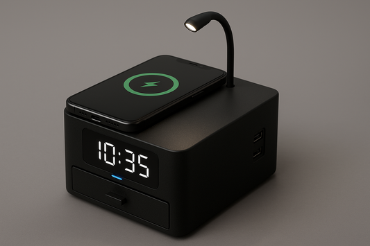 make it all black and make the device way smaller but big enough for the phone and other neccessities